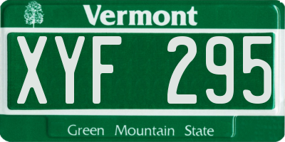 VT license plate XYF295