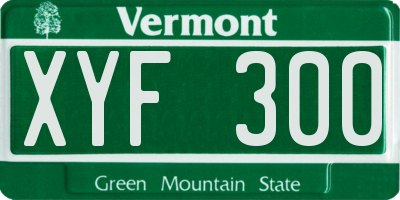 VT license plate XYF300
