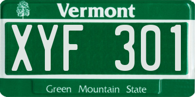 VT license plate XYF301