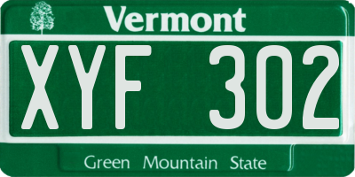 VT license plate XYF302