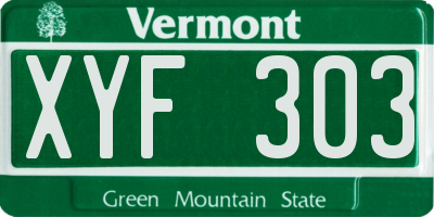 VT license plate XYF303