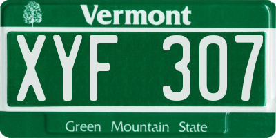 VT license plate XYF307