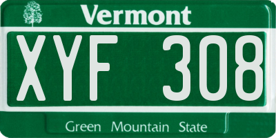 VT license plate XYF308