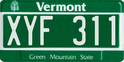 VT license plate XYF311