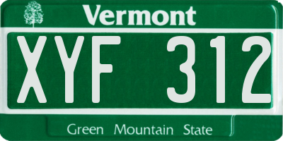 VT license plate XYF312