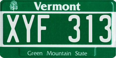 VT license plate XYF313