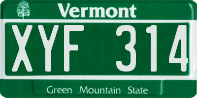 VT license plate XYF314
