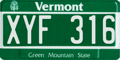 VT license plate XYF316