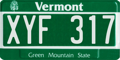 VT license plate XYF317