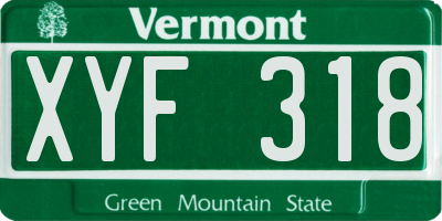 VT license plate XYF318
