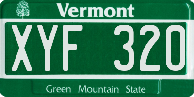 VT license plate XYF320