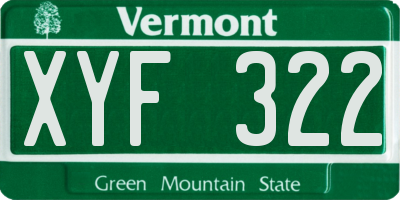 VT license plate XYF322