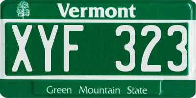 VT license plate XYF323