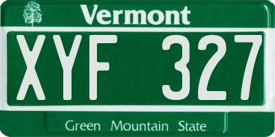 VT license plate XYF327