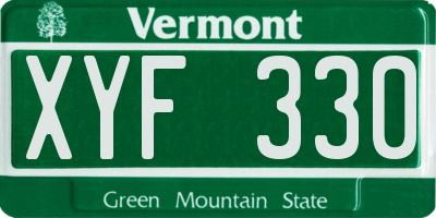 VT license plate XYF330