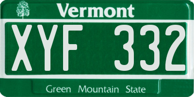 VT license plate XYF332
