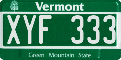 VT license plate XYF333