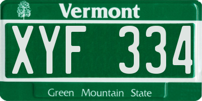 VT license plate XYF334