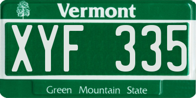 VT license plate XYF335