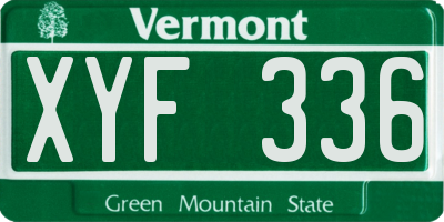 VT license plate XYF336