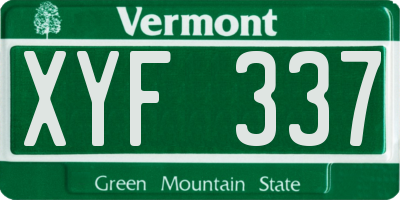 VT license plate XYF337