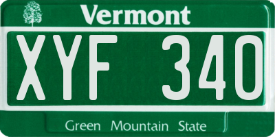 VT license plate XYF340