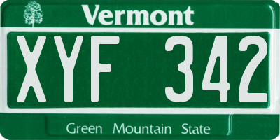 VT license plate XYF342