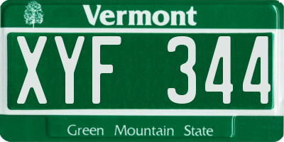 VT license plate XYF344