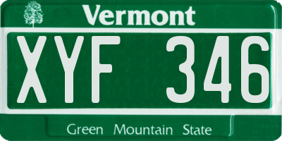 VT license plate XYF346