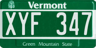 VT license plate XYF347