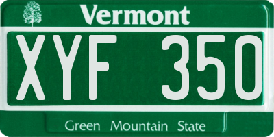 VT license plate XYF350