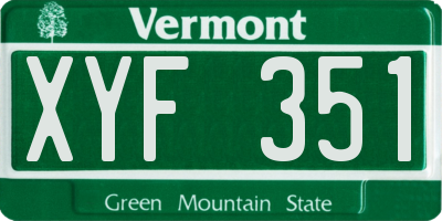 VT license plate XYF351