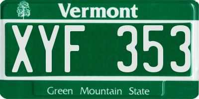 VT license plate XYF353