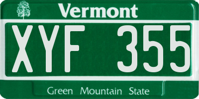 VT license plate XYF355