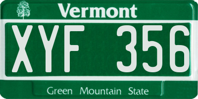VT license plate XYF356