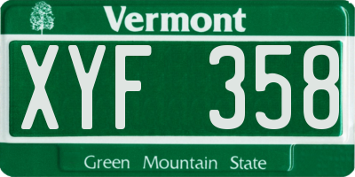 VT license plate XYF358