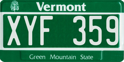 VT license plate XYF359