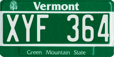 VT license plate XYF364
