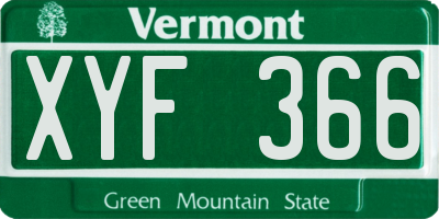 VT license plate XYF366
