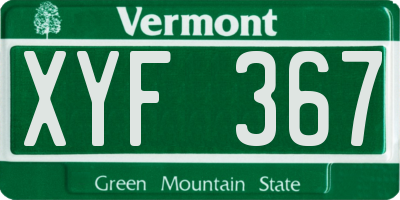 VT license plate XYF367