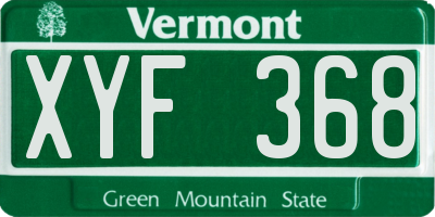 VT license plate XYF368