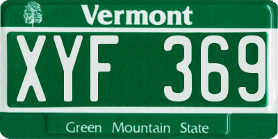 VT license plate XYF369