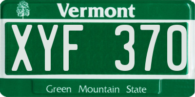 VT license plate XYF370