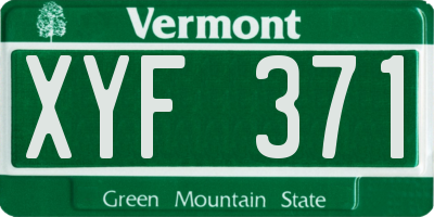VT license plate XYF371