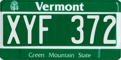 VT license plate XYF372