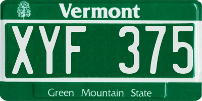 VT license plate XYF375