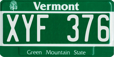 VT license plate XYF376
