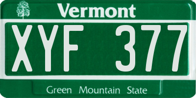 VT license plate XYF377