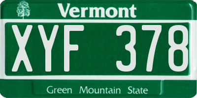 VT license plate XYF378
