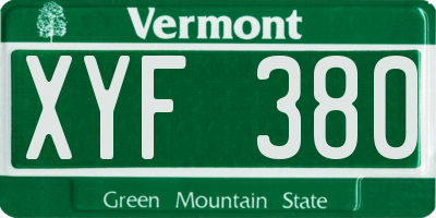 VT license plate XYF380